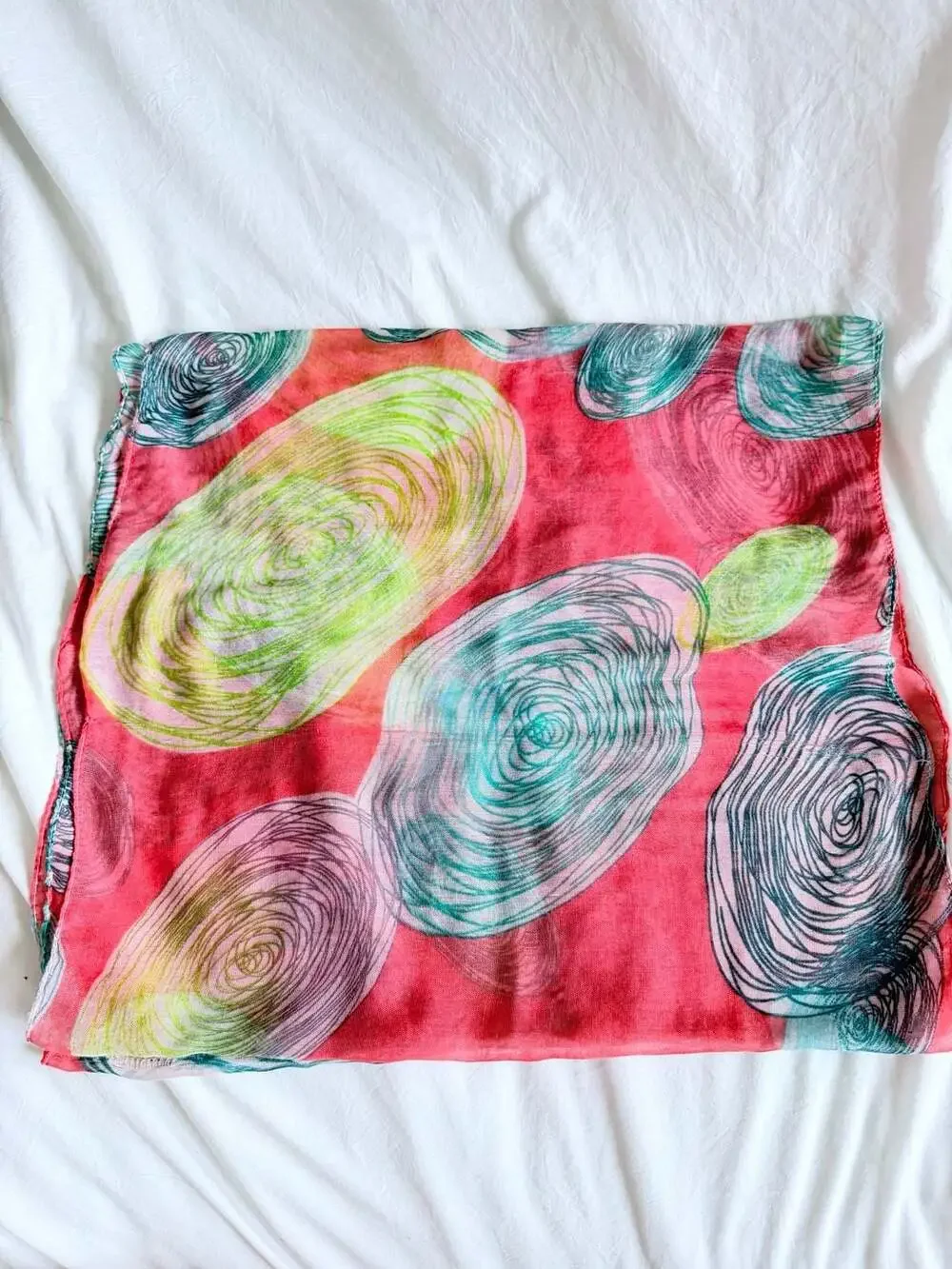 Vivian & Vincent Abstract Spiral Print Infinity Loop Scarf, 100% Viscose